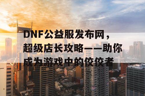 DNF公益服发布网，超级店长攻略——助你成为游戏中的佼佼者