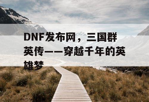 DNF发布网，三国群英传——穿越千年的英雄梦