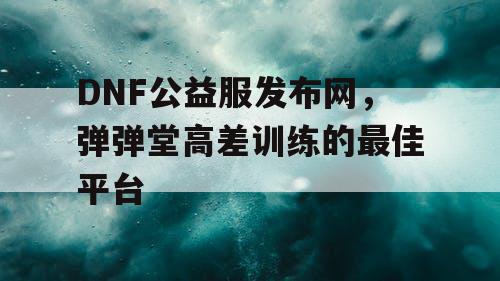 DNF公益服发布网，弹弹堂高差训练的最佳平台